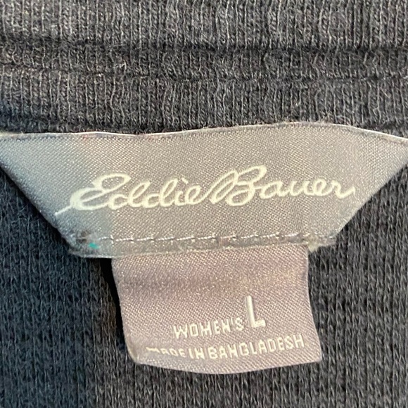 Eddie Bauer Women’s Black Button-Up Waffle Knit Shirt Large - Picture 3 of 6